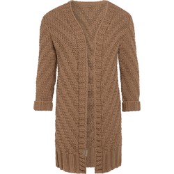 Knit Factory Sally Gebreid Dames Vest - Nude - 36/38 - Grof gebreid