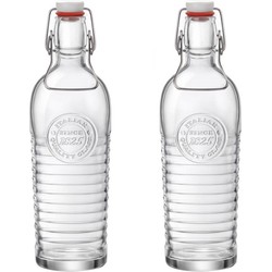 Set van 2x stuks glazen beugelflessen/weckflessen transparant met beugeldop 1,2 liter - Decoratieve flessen