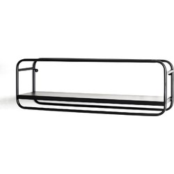 Wandbox - Zwart metalen wandbox - Met bevestigings-onderdelen - Kleerhanger vriendelijk - 60 x 15 x 20 cm