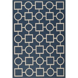 Safavieh Eigentijds Geweven Binnen/Outdoor Gebiedsdeken, Courtyard collectie, CY6925, in Navy & Beige, 122 X 170 cm