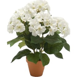 Witte kunstplant Hortensia plant in pot - Kunstplanten