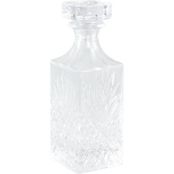 PTMD Vierkante Whisky Fles - 9 x 9 x 27cm - Kristal glas - Transparant
