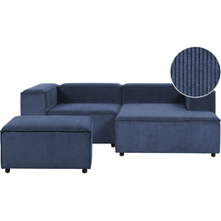 APRICA - Tweezitsbank met ottomaan - Blauw - Linkszijdig - Corduroy