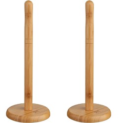 Five keukenrolhouder - 2x - naturel - 12,5 x 32 cm - bamboe hout - Keukenrolhouders