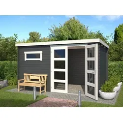 Outdoor life blokhut Timian carbon grey-wit, 380 x 230 cm