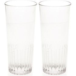 2x stuks onbreekbaar bierglas ribbel transparant kunststof 30 cl/300 ml - Bierglazen
