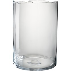 J-line - Windlicht Onregelmatige Rand Glas Transparant Lang - 27x27x39cm