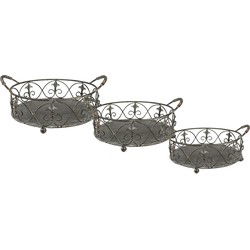 Clayre & Eef Opbergmand Set van 3 Grijs Groen IJzer