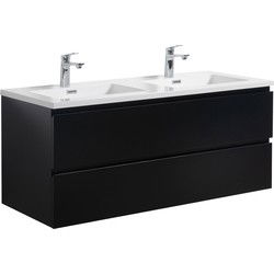 Badplaats Badkamermeubel Set Angela 120cm - Mat Zwart - Badmeubel met Wastafel