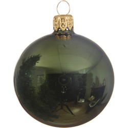 4 Glazen kerstballen glans 10 cm dennen groen - Decoris