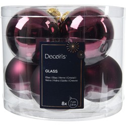 Kerstbal glas d7 cm donker mauve 8st