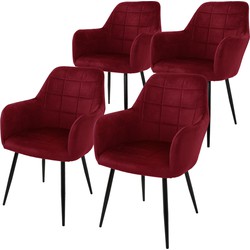 Set van 2 eetkamerstoelen, Bordeaux, met rugleuning en armleuningen