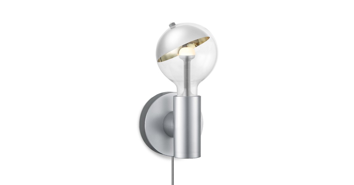 Move Me wandlamp Wally - grijs / Sphere 5,5W zilver goud