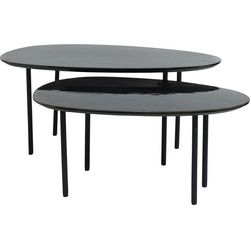 PTMD Oxil Black Wood Side Table Egg Shape Top SV2