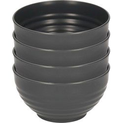 Plasticforte Kommetjes/schaaltjes - 4x - Dessert/ontbijt - Kunststof - D13 x 7 cm - antraciet - Kommetjes