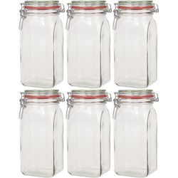 Weckpot - 6x stuks - 1500 ml - 1,5L - inmaakpot - met rubberen ring - Weckpotten