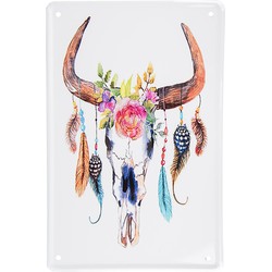 Clayre & Eef Wanddecoratie  20x30 cm Wit Bruin Metaal Muurdecoratie