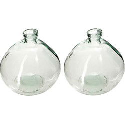 Atmosphera bloemenvaas - 2x - Organische bol fles vorm - helder transparant - glas - H22 x D21 cm - Vazen