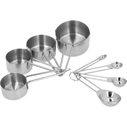 Krumble Maatcups en lepels - Set van 8 - RVS - Zilver