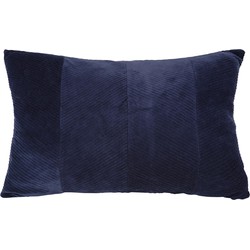 Kussen Ribbed - Velvet Donkerblauw - 45x60cm