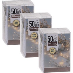 8x Kerstverlichting op batterij warm wit 50 lampjes - Lichtsnoeren