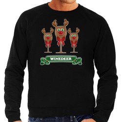 Bellatio Decorations Foute Kersttrui/sweater heren - winedeer - zwart - wijn - rendier - Rudolf M - kerst truien