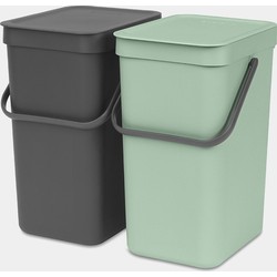 Sort & Go Inbouwemmer, 2 x 12 liter - Jade Green/Grey