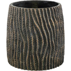 PTMD Numayla Black cement pot wavy pattern round XXL