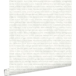ESTAhome behang tekst grijs op witte gemeleerde achtergrond - 53 cm x 10,05 m - 148339