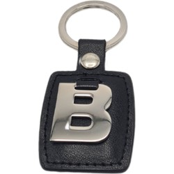 Sleutelhanger - Zilver/Zwart - Letter B - Leer - Metaal