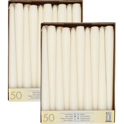 Witte gotische kaarsen 100 stuks 25 cm - Dinerkaarsen