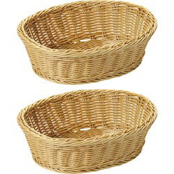 Kesper fruitmandje/broodmandje - 2x - 23 x 29 x 9,5 cm - gevlochten - broodmand