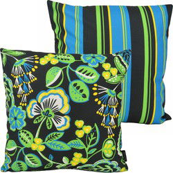 Sierkussen Flower / Stripe - Zwart Outdoor | 45 x 45 cm | Katoen