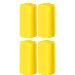4x Kaarsen geel 6 x 8 cm 27 branduren sfeerkaarsen - Stompkaarsen