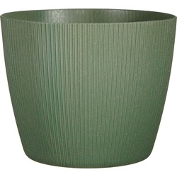 Mica Decorations Plantenpot - kunststof - donkergroen/ribbels- 30cm - Plantenpotten