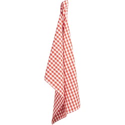 Clayre & Eef Theedoek  50x70 cm Rood Wit Katoen Ruit Keukenhanddoek