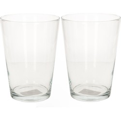 Conische vaas basic - 2x - glas - 19 cm - transparant - bloemenvaas - Vazen