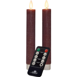 Dinerkaars wax led bewegende vlam op batterij met afstandsbediening 2 stuks h18 cm antiek roze