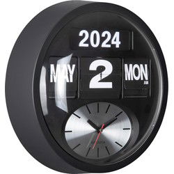 Wandklok Round Flip - Mat zwart - 11x32.6x32.6cm
