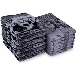 DoubleDry Theedoeken en Keukendoeken Set - 12 Stuks - 100% Katoen - Hoge Absorptie & Duurzaam - Boerderij, Zwart