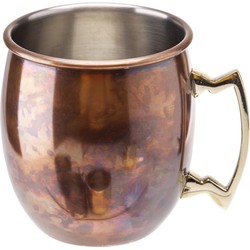 1x Koperen Moscow Mule drinkbeker antiek met handvat 450 ml - Cocktailglazen