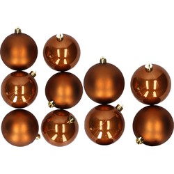 10x stuks kunststof kerstballen kaneel bruin 8 en 10 cm - Kerstbal