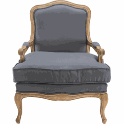 Fauteuil van massief eikenhout en stof L74 cm - LOUIS XV