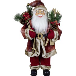 Kerstman beeld - H60 cm - rood - staand - kerstpop - Kerstman pop