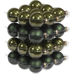 72x Glazen kerstballen mat/glans donker olijf 6 cm - Kerstbal