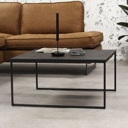 Blackster Salontafel Zwart Industrieel Teakhout 80x80 cm