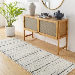 Modern Scandinavisch Loper Gang MYRIAM - Ivoor/Grijs - 80x220 cm