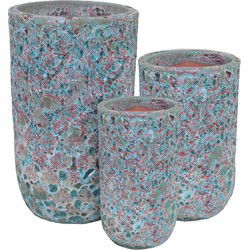 PTMD Bloempot Hiza - 45x45x68 cm - Keramiek - Groen- Set van 3