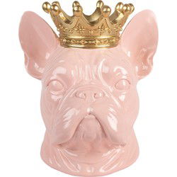 Clayre & Eef Decoratie Beeld Hond Roze Kunststof