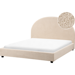 Beliani VAUCLUSE - Tweepersoonsbed-Beige-Bouclé
